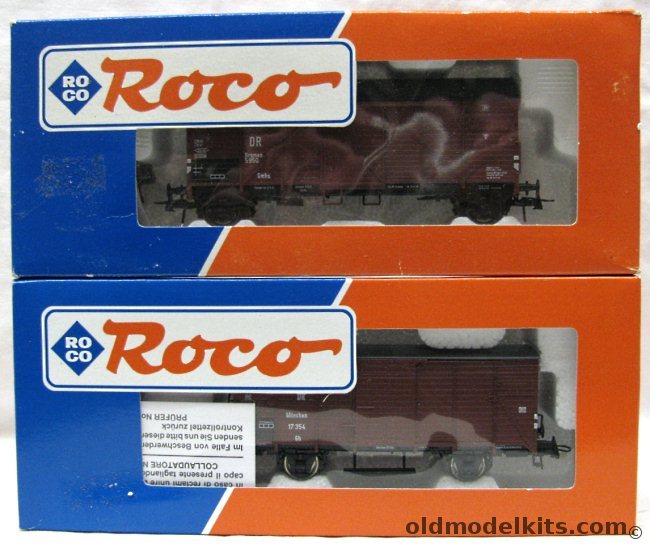 Roco HO TWO Freight Cars - DRG  Round Roof 'Bremen' / DRG Flat Roof 'Munchen' - HO Scale Trains, 46974 844 plastic model kit